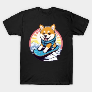 Majestic Snowboarding Shiba Inu T-Shirt